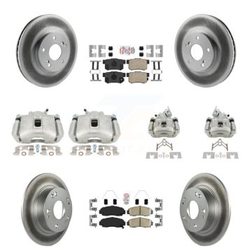 Front Rear Brake Caliper Coat Rotors & Ceramic Pad Kit (10Pc) For Honda Accord Acura TSX KCG-101858N