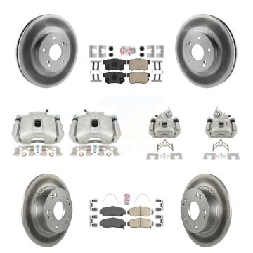 Front Rear Brake Caliper Coat Rotors & Ceramic Pad Kit (10Pc) For Honda Accord Acura TSX KCG-101859N