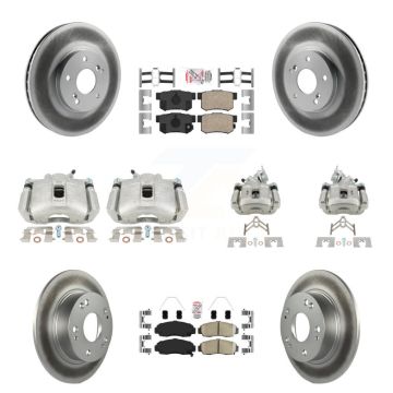 Front Rear Brake Caliper Coat Rotors & Ceramic Pad Kit (10Pc) For Honda Accord Acura TSX KCG-101860N