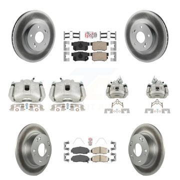 Front Rear Brake Caliper Coat Rotors & Ceramic Pad Kit (10Pc) For Honda Accord Acura TSX KCG-101861N