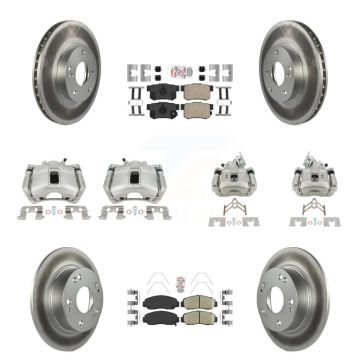 Front Rear Disc Brake Caliper Coated Rotors And Ceramic Pads Kit (10Pc) For Honda Accord KCG-101862N