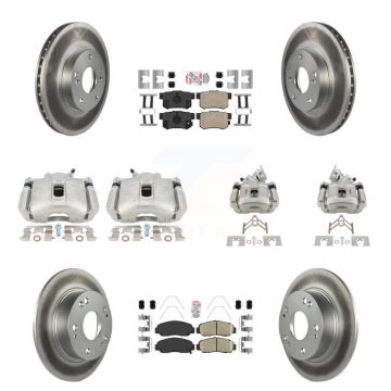 Front Rear Disc Brake Caliper Coated Rotors And Ceramic Pads Kit (10Pc) For Honda Accord KCG-101865N