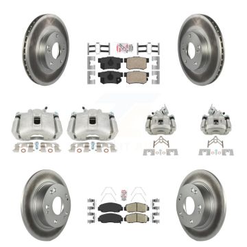 Front Rear Disc Brake Caliper Coated Rotors And Ceramic Pads Kit (10Pc) For Honda Accord KCG-101867N