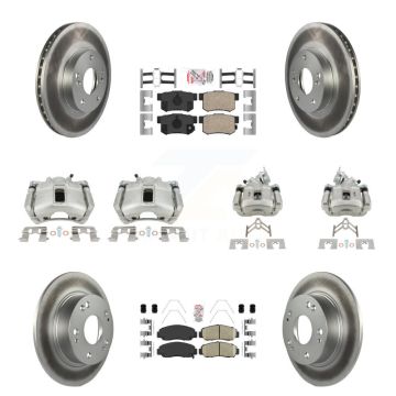 Front Rear Disc Brake Caliper Coated Rotors And Ceramic Pads Kit (10Pc) For Honda Accord KCG-101868N