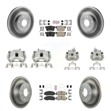 Front Rear Disc Brake Caliper Coated Rotors And Ceramic Pads Kit (10Pc) For Honda Accord KCG-101872N