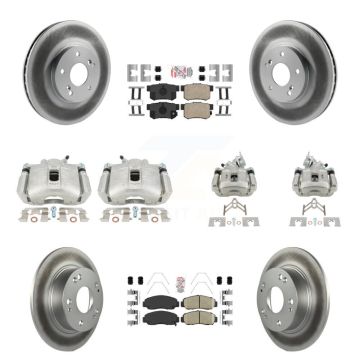 Front Rear Disc Brake Caliper Coated Rotors And Ceramic Pads Kit (10Pc) For Honda Accord KCG-101873N