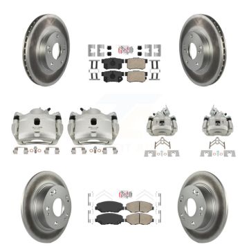 Front Rear Disc Brake Caliper Coated Rotors And Ceramic Pads Kit (10Pc) For Honda Accord KCG-101878N