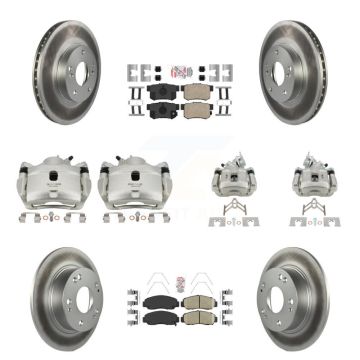 Front Rear Disc Brake Caliper Coated Rotors And Ceramic Pads Kit (10Pc) For Honda Accord KCG-101879N