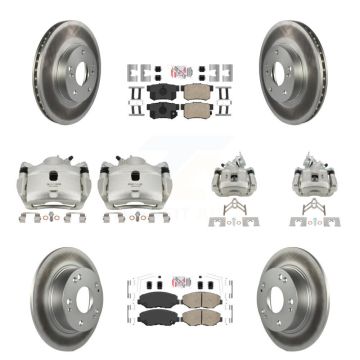 Front Rear Disc Brake Caliper Coated Rotors And Ceramic Pads Kit (10Pc) For Honda Accord KCG-101881N