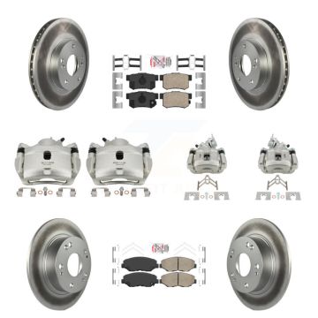 Front Rear Disc Brake Caliper Coated Rotors And Ceramic Pads Kit (10Pc) For Honda Accord KCG-101882N