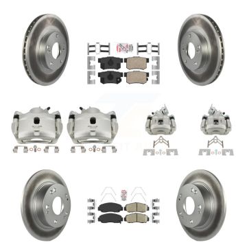 Front Rear Disc Brake Caliper Coated Rotors And Ceramic Pads Kit (10Pc) For Honda Accord KCG-101883N