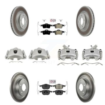 Front Rear Disc Brake Caliper Coated Rotors And Semi-Metallic Pad Kit (10Pc) For Mazda 5 KCG-101920N