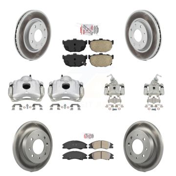Front Rear Brake Caliper Coat Rotors Ameribrakes Pad Kit (10Pc) For Kia Spectra Spectra5 KCG-101921N