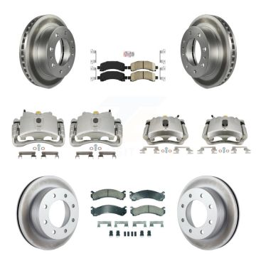Front Rear Brake Caliper Coat Rotors & Ceramic Pad Kit (10Pc) For Chevrolet Express 2500 KCG-101937N
