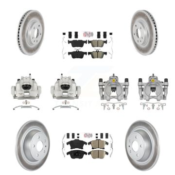 Front Rear Brake Caliper Coat Rotor & Ameribrakes Pad Kit (10Pc) For Ford Fusion Lincoln KCG-101944N