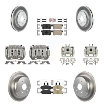 Front Rear Disc Brake Caliper Coated Rotors And Ceramic Pads Kit (10Pc) For Acura RDX KCG-101959N