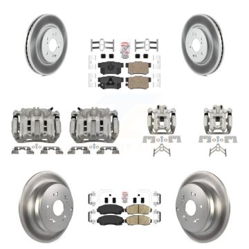 Front Rear Disc Brake Caliper Coated Rotors And Ceramic Pads Kit (10Pc) For Honda CR-V KCG-101963N