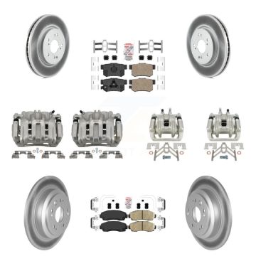 Front Rear Brake Caliper Coat Rotors & Ceramic Pad Kit (10Pc) For Honda Accord Crosstour KCG-101967N
