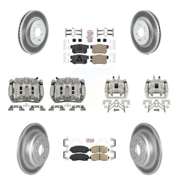 Front Rear Brake Caliper Coat Rotors & Ceramic Pad Kit (10Pc) For Honda Accord Crosstour KCG-101968N