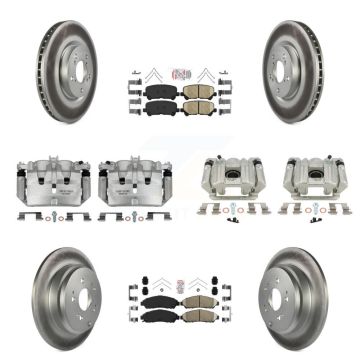 Front Rear Disc Brake Caliper Coated Rotors And Ceramic Pad Kit (10Pc) For Acura MDX ZDX KCG-101969N