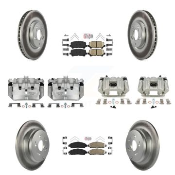 Front Rear Disc Brake Caliper Coated Rotors And Ceramic Pad Kit (10Pc) For Acura MDX ZDX KCG-101970N