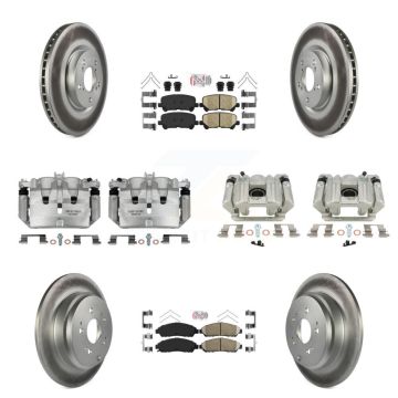 Front Rear Disc Brake Caliper Coated Rotors And Ceramic Pad Kit (10Pc) For Acura MDX ZDX KCG-101972N