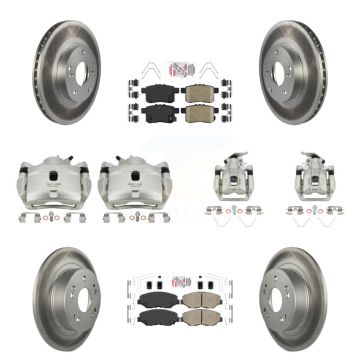 Front Rear Brake Caliper Coat Rotor Ceramic Pad Kit (10Pc) For Honda Accord LX with 2.4L KCG-101974N