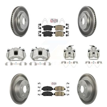 Front Rear Disc Brake Caliper Coated Rotors And Ceramic Pads Kit (10Pc) For Honda Accord KCG-101975N