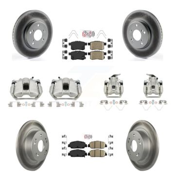 Front Rear Disc Brake Caliper Coated Rotors And Ceramic Pads Kit (10Pc) For Honda Accord KCG-101976N