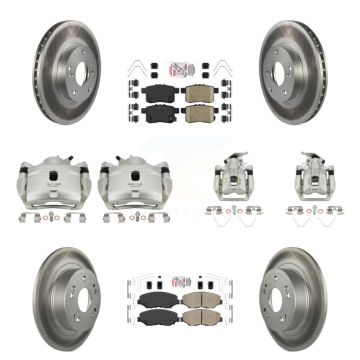 Front Rear Brake Caliper Coat Rotor Ceramic Pad Kit (10Pc) For Honda Accord LX with 2.4L KCG-101980N
