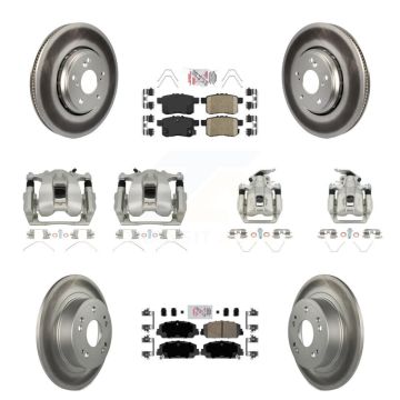 Front Rear Disc Brake Caliper Coated Rotors And Ceramic Pads Kit (10Pc) For Honda Accord KCG-101985N
