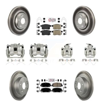 Front Rear Disc Brake Caliper Coated Rotors And Ceramic Pads Kit (10Pc) For Honda Accord KCG-101987N