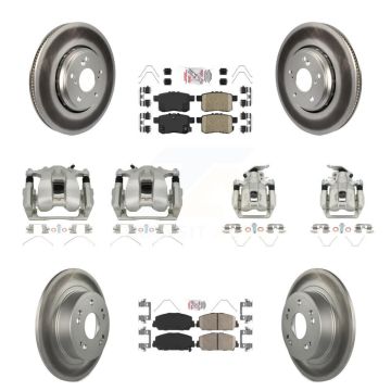 Front Rear Disc Brake Caliper Coated Rotors And Ceramic Pads Kit (10Pc) For Honda Accord KCG-101988N