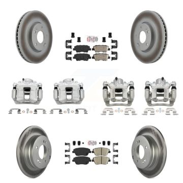 Front Rear Brake Caliper Coat Rotor Ceramic Pad Kit (10Pc) For Hyundai Sonata Kia Optima KCG-101997N