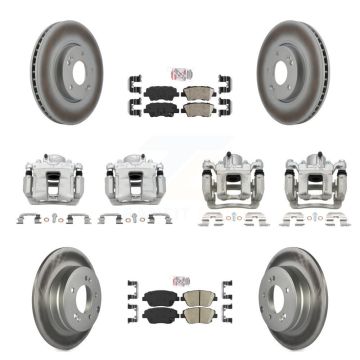Front Rear Brake Caliper Coat Rotor Ceramic Pad Kit (10Pc) For Hyundai Sonata Kia Optima KCG-101998N