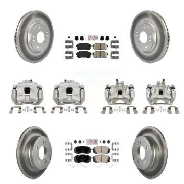 Front Rear Disc Brake Caliper Coated Rotor And Ceramic Pad Kit (10Pc) For Hyundai Sonata KCG-102007N