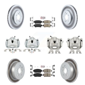 Front Rear Brake Caliper Coat Rotor & Ceramic Pad Kit (10Pc) For 2004-2010 Toyota Sienna KCG-102012N