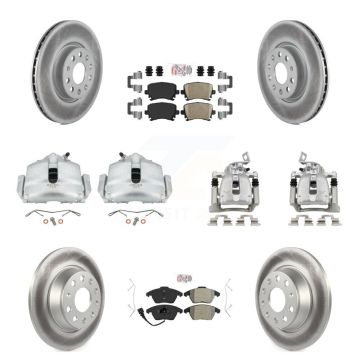 Front Rear Brake Caliper Coat Rotor Ameribrakes Pad Kit (10Pc) For 12 Volkswagen CC 2.0L KCG-102014N