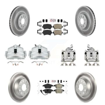 Front Rear Brake Caliper Coat Rotor Ameribrakes Pad Kit (10Pc) For 12 Volkswagen CC 2.0L KCG-102016N