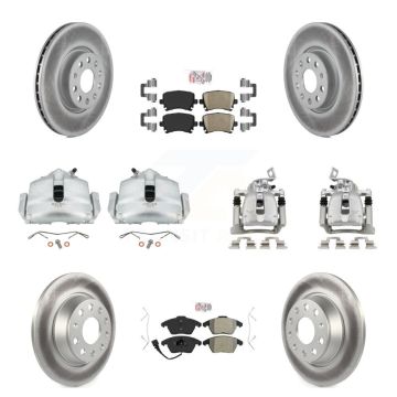 Front Rear Brake Caliper Coat Rotor Ameribrakes Pad Kit (10Pc) For 12 Volkswagen CC 2.0L KCG-102018N