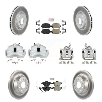 Front Rear Brake Caliper Coat Rotor Ameribrakes Pad Kit (10Pc) For 12 Volkswagen CC 2.0L KCG-102019N