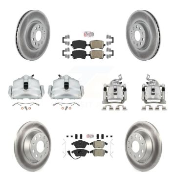 Front Rear Brake Caliper Coat Rotor Ameribrakes Pad Kit (10Pc) For 12 Volkswagen CC 2.0L KCG-102020N