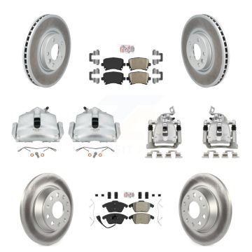 Front Rear Brake Caliper Coat Rotor Ameribrakes Pad Kit (10Pc) For 12 Volkswagen CC 2.0L KCG-102021N