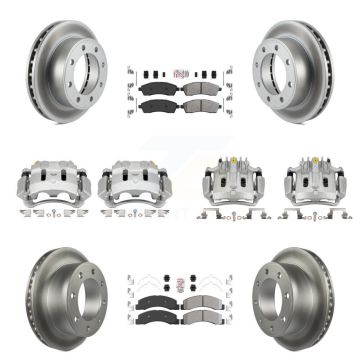 Front Rear Brake Caliper Coat Rotors & Semi-Metallic Pad Kit (10Pc) For Ford F-250 Super KCG-102027N