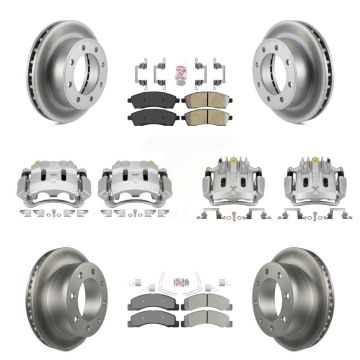 Front Rear Brake Caliper Coat Rotors & Semi-Metallic Pad Kit (10Pc) For Ford F-250 Super KCG-102028N
