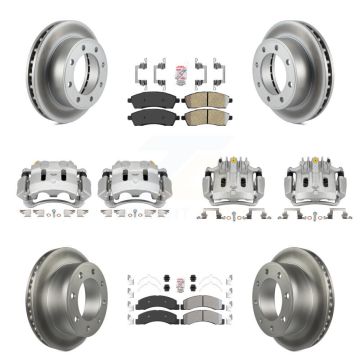 Front Rear Brake Caliper Coat Rotors & Semi-Metallic Pad Kit (10Pc) For Ford F-250 Super KCG-102029N