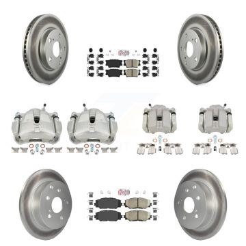 Front Rear Disc Brake Caliper Coated Rotors And Ceramic Pads Kit (10Pc) For Toyota RAV4 KCG-102031N