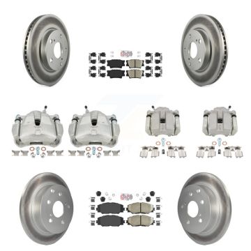 Front Rear Disc Brake Caliper Coated Rotors And Ceramic Pads Kit (10Pc) For Toyota RAV4 KCG-102032N
