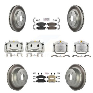 Front Rear Brake Caliper Coat Rotor Ameribrakes Pad Kit (10Pc) For GMC Sierra 1500 Tahoe KCG-102043N