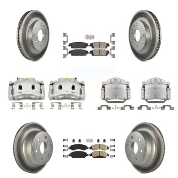 Front Rear Brake Caliper Coat Rotor Ceramic Pad Kit (10Pc) For GMC Sierra 1500 Chevrolet KCG-102046N